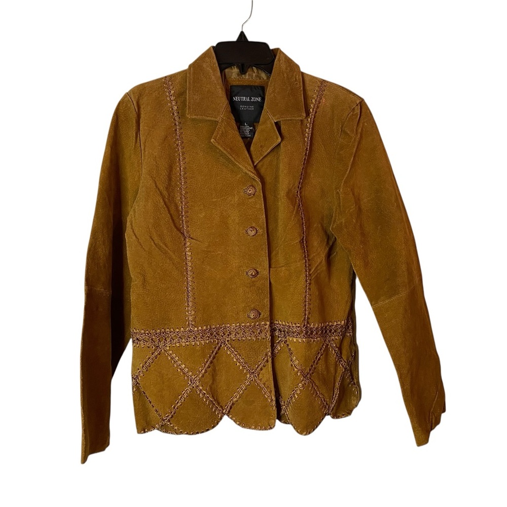 Neutral Zone Genuine Leather Jacket Women’s Large Brown Suede Western